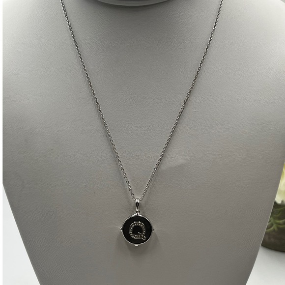 Kendra Scott Jewelry - Kendra Scott Rhodium Black Mother of Pearl Letter Q‎ Disc Reversible Pendant